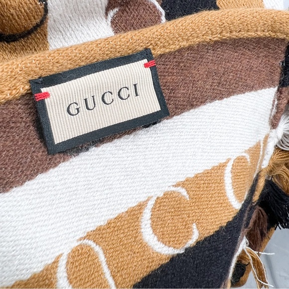 GUCCI Logo Stripe Wool 2021 Scarf w/ Tags - Picture 12 of 16